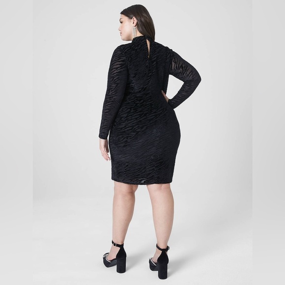 Lane Bryant Women’s Black Zebra Burnout Bodycon Mock Neck Dress Size 18 - Picture 10 of 10